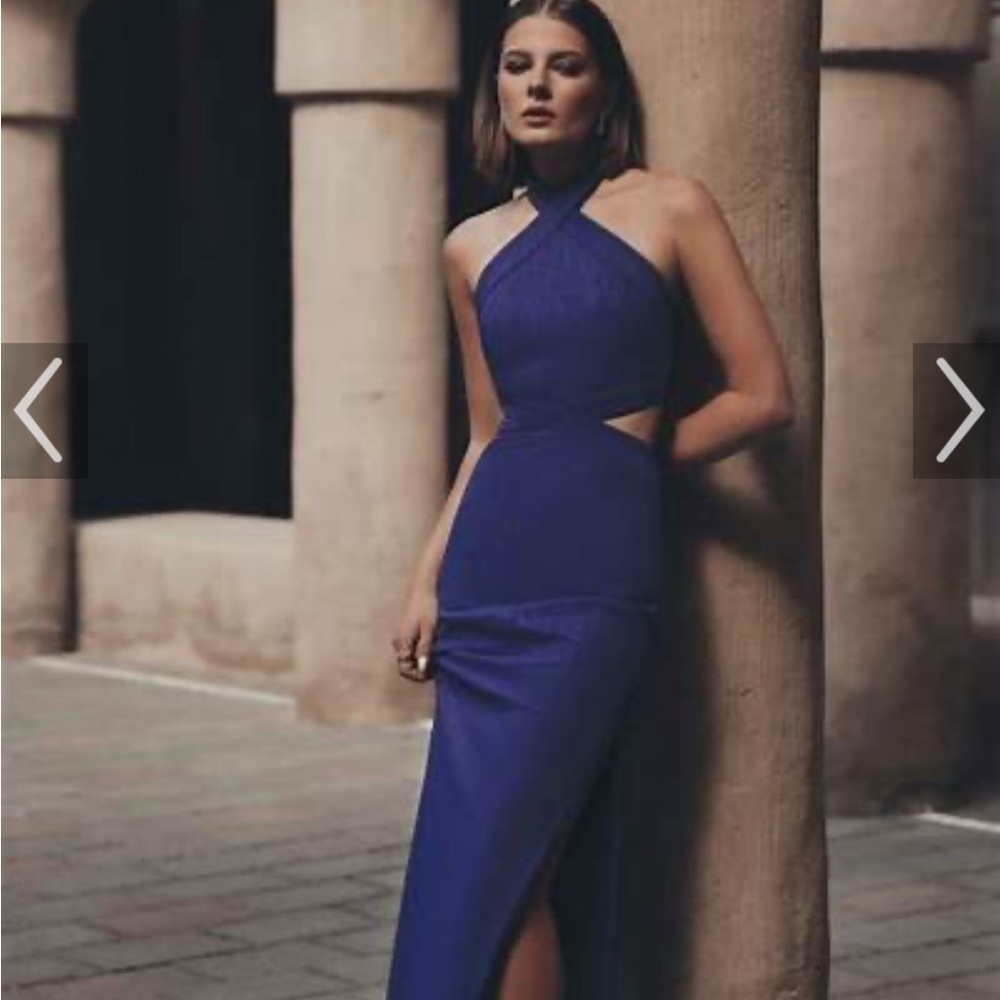 Chic Royal Blue Halter Maxi Dress